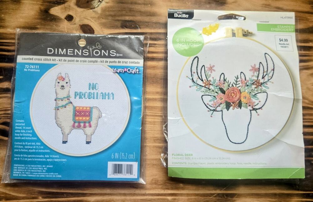 Needlecraft Counted Cross Stitch And Stamped Embroidery Kits Lot Of 2 Crafts NEW